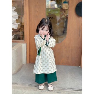 [10-30kg] Set áo dài lụa xanh cho bé trai bé gái
