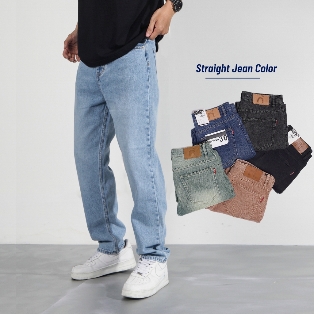 Quần jean nam ống suông NIGO QJ31 màu xanh quần jean nam ống rộng cao cấp