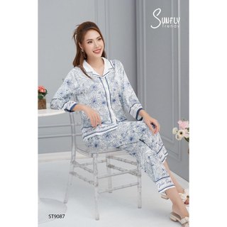 BỘ PIJAMAS LỤA ÁO TAY LỠ DÀI QUẦN DÀI ST9087