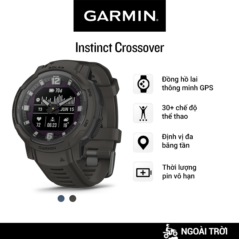 Đồng Hồ Thông Minh Garmin Instinct Crossover Solar  - Hàng Chính Hãng