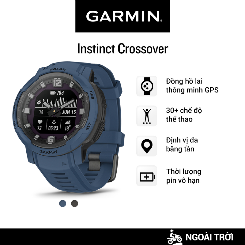 Đồng Hồ Thông Minh Garmin Instinct Crossover Solar  - Hàng Chính Hãng