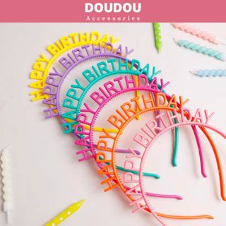 Cài Tóc Chữ Happy Birthday Doudou Bờm Tóc Sinh Nhật Cài tóc sinh nhật Băng đô cài tóc Bờm nữ FG005