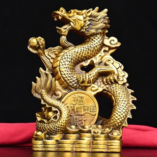 Tượng linh vật con rồng đồng tiền may mắn bằng đồng thau Hồng Thắng phong thủy cho năm giáp thìn