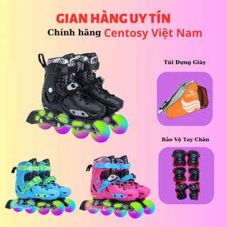 [Tặng Bảo Hộ] Giày Patin Trẻ Em Có Bánh Đèn Phát Sáng Centosy Kingfly W198, Bánh Cao Su, Boot Tháo Rời Vệ Sinh Được