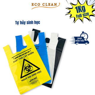 Túi đựng rác y tế, túi rác tự phân hủy sóng vàng 1 kg có quai đủ size, đủ màu