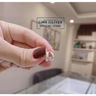 Bông tại Bạc Ta khoen bấm trầm mặt đá trắng nhỏ min- Khuyên 8 Li Lador Jewelry