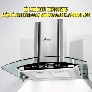 Máy hút mùi kính cong sunhouse apex apb6601-70c - hút và khử mùi với công suất , bảo hành 18 tháng tại nhà