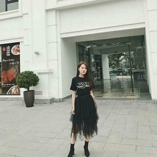 Chân váy voan lưới CHIPXINHXK kiểu dáng tua rua cá tính dành cho bạn Nữ