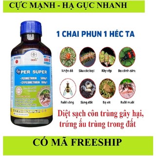 (Cực mạnh) Thuốc diệt muỗi, côn trùng, ruồi vàng, bọ xít muỗi... Hàng kết hợp 2 hoạt chất. Cyper super 600EC