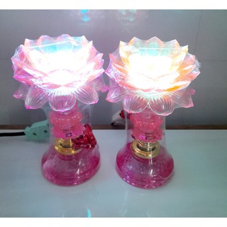Bộ 2 đèn thờ LED Sen LM03, đổi nhiều màu