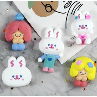 Tô tượng thạch cao 2d thỏ pony và cô gái