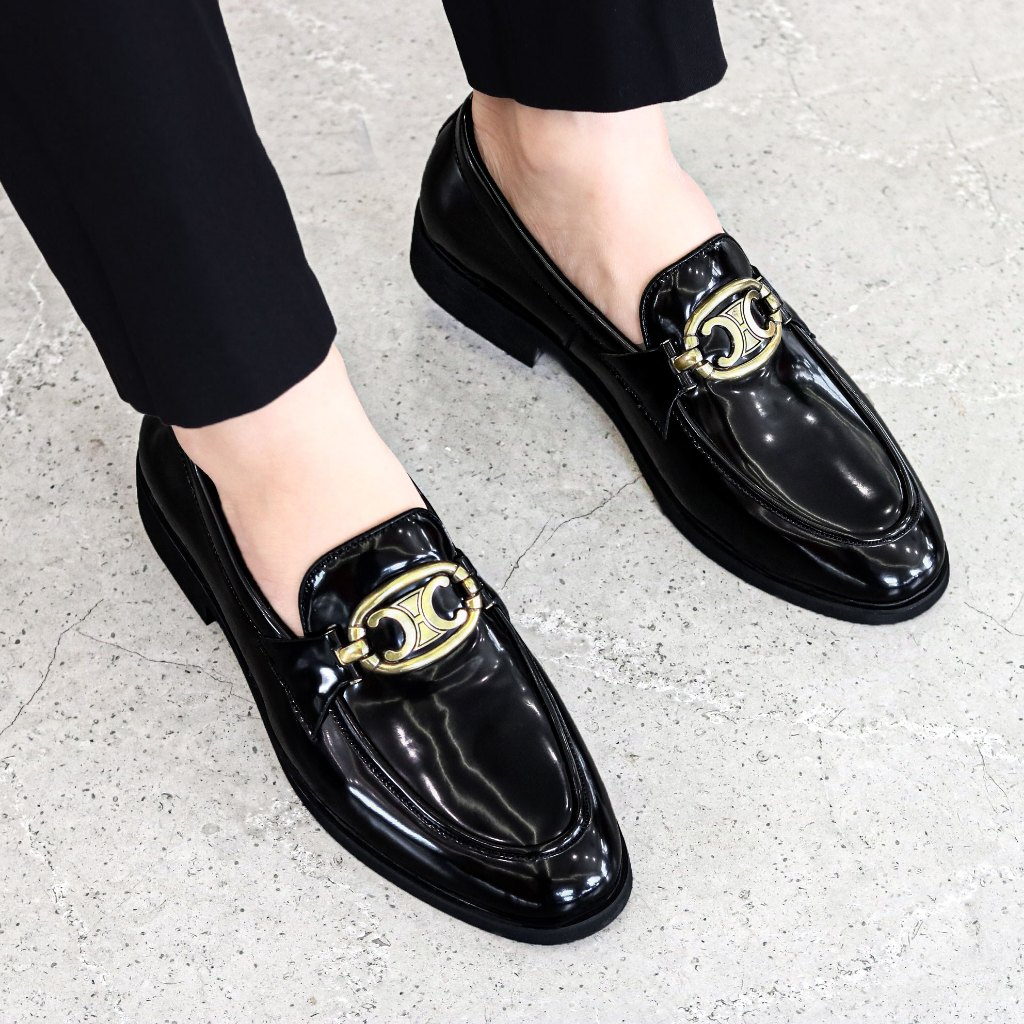 Giày Lười Nam Công Sở Siêu bóng Đẹp D&G Cao Cấp Phiên Bản Nhập Khẩu Da Cực Mềm Đế Đúc Cao 3,5cm Mã QC18
