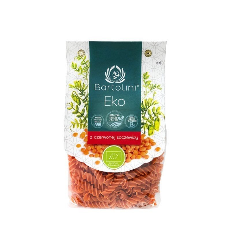 Mì nui xoắn hữu cơ đậu lăng đỏ cam Bartolini 250g