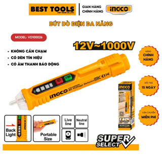 Bút dò điện bút thử điện đa năng có báo tín hiệu bằng âm thanh và đèn LED thông minh INGCO VD100026 | VD10003