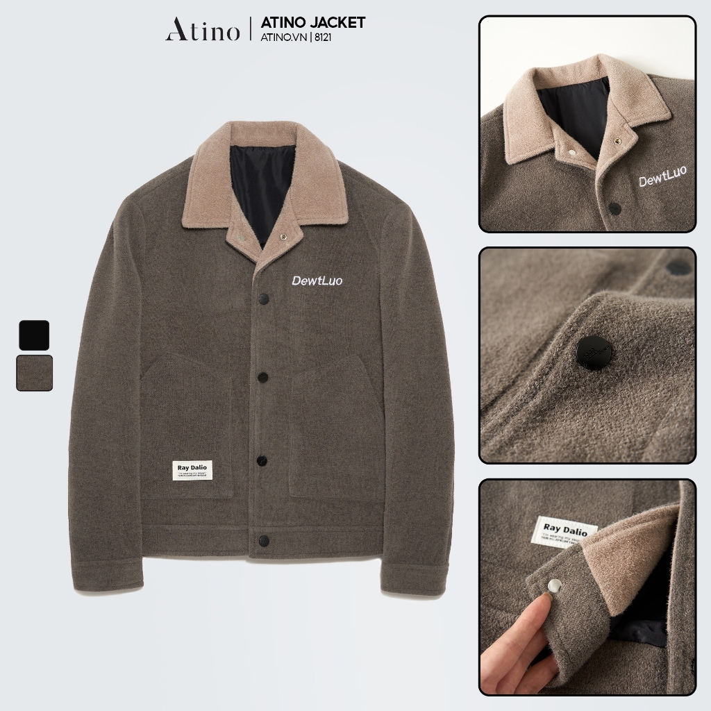 Áo Khoác Jacket ATINO Nỉ Dạ Nam 2 Lớp Lót Gió Hàn Quốc Phong Cách Trẻ Trung Chuẩn Form AD2.8121