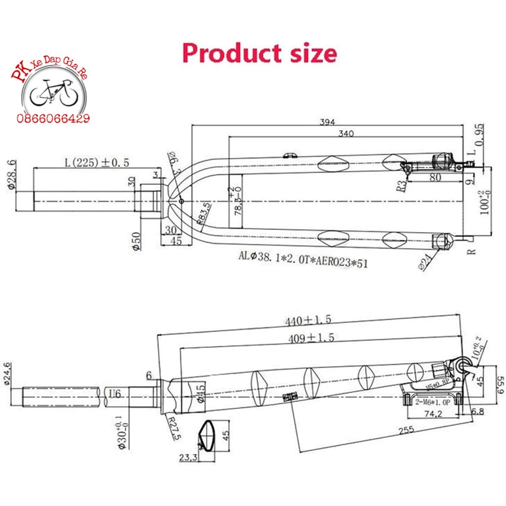Càng/ Phuộc nhôm xe đạp cỡ 26 inch - 27.5 inch - 29 inch - 700C, Càng đơ xe đạp sử dụng phanh đĩa