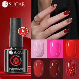 Ur sugar sơn gel set 6 cái sơn móng tay gel uv màu đỏ hồng gel nhũ sơn móng tay set gel 7ml