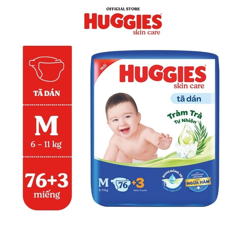 Tã Dán Huggies Skincare Super Jumbo size M 6-11kg