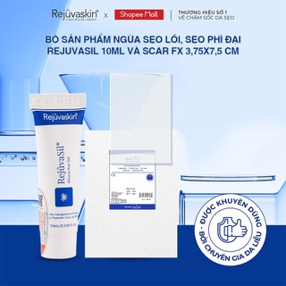 Bộ sản phẩm ngăn ngừa sẹo lồi và loại bỏ sẹo lồi Rejuvaskin 10ml x 3.75*7.5cm