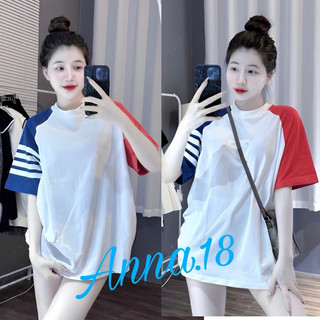 Áo phông 3158 cotton khô thêu sọc tay form rộng nam nữ