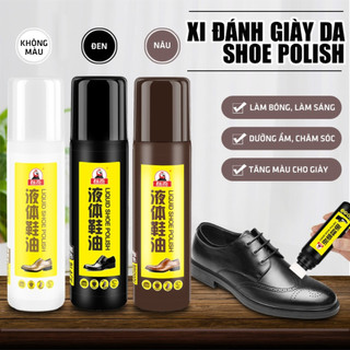 Xi đánh giày da đồ da dạng lỏng LIQUID SHOE POLISH đa năng 75ml, màu đen nâu trắng