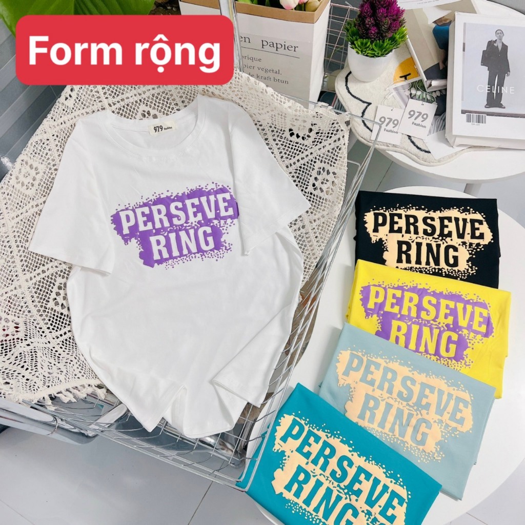 (Perseve Ring) Áo thun nữ phom rộng (form rộng 50-75kg) co giãn 4 chiều, Mát mịn 979