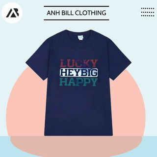 Áo thun tay lỡ NELLY cotton dáng unisex in hình Lucky Heypig Happy N0018