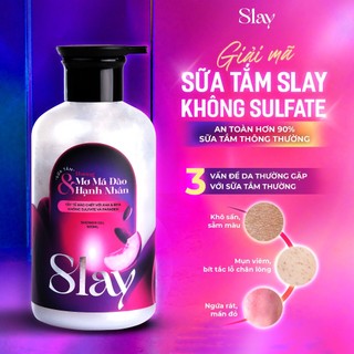 Sữa Tắm SLAY Tẩy Da Chết AHA BHA & Sáng Da Niacinamide, Arbutin Hương Mơ Má Đào hoặc Cam Bergamot 500ml