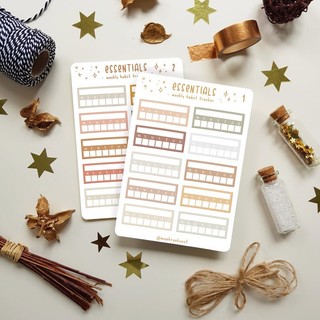 Essentials - Weekly Habit Tracker ⭐ Set 2 Tờ Sticker Trang Trí Dán Sổ | Sticker Kế Hoạch - Thời Tiết - Ghi Chú