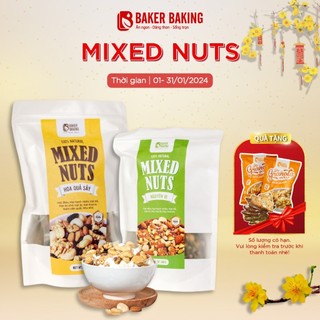 Hạt dinh dưỡng mix 8 loại hạt, Mixed Nuts Baker Baking, ngũ cốc có hoa quả sấy dành cho mẹ bầu ăn vặt, ăn kiêng 300-500g