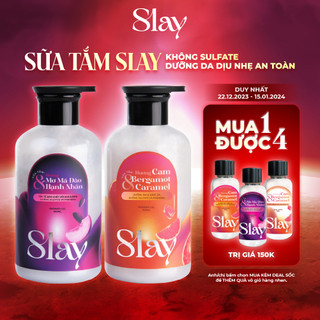 Sữa Tắm Sáng Da SLAY Tẩy Da Chết AHA BHA & Sáng Da Niacinamide, Arbutin - Body Wash Hương Mơ Má Đào/Cam Bergamot 500ml