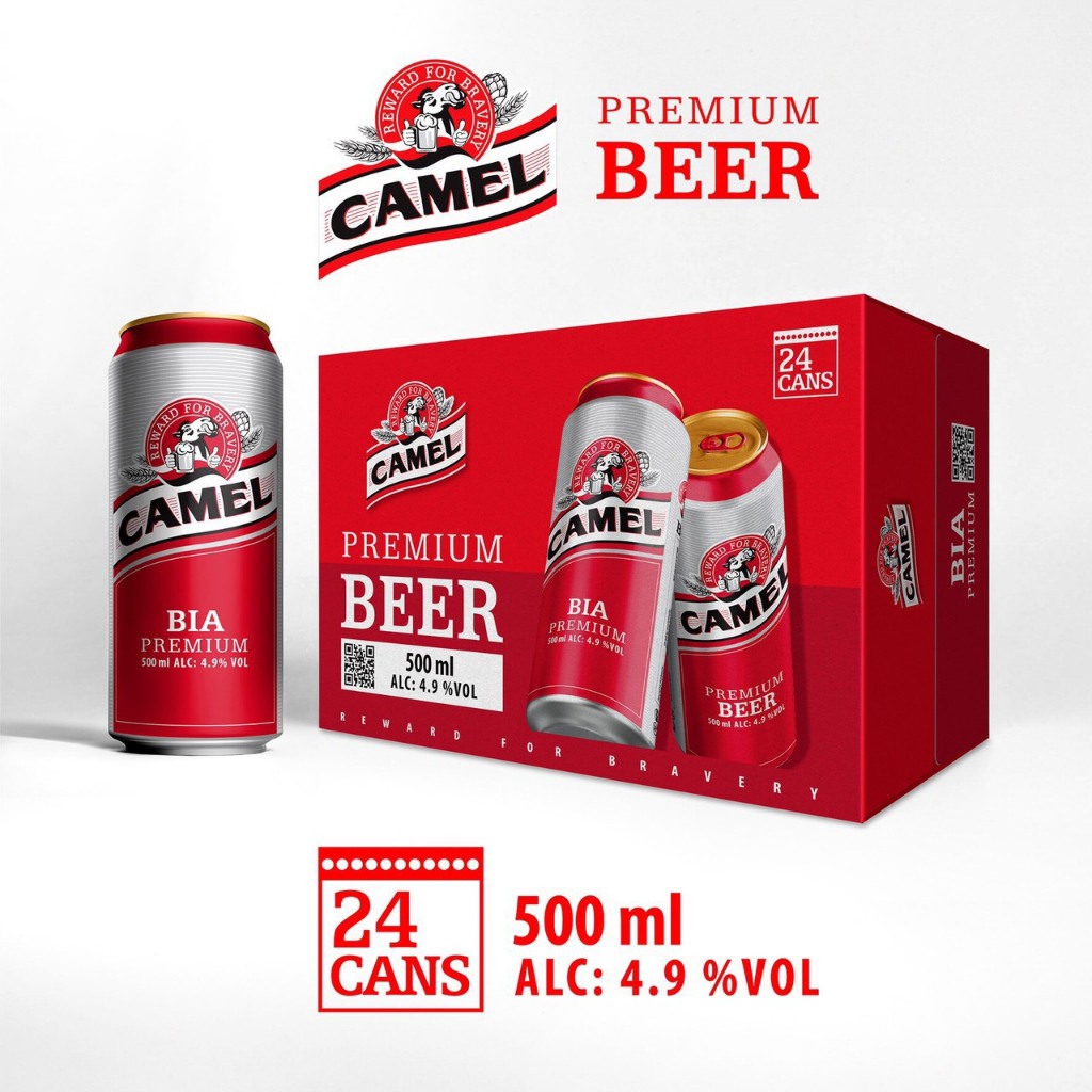 Thùng 24 lon bia Camel Premium 500ml chính hãng (Đỏ 500ml)