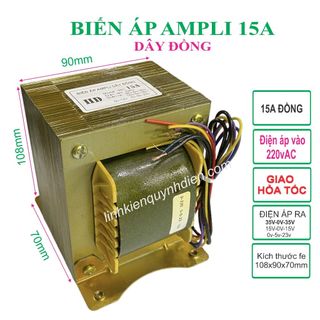 Biến áp Ampli 15A 35V đôi 100% Dây đồng - linh kiện điện tử QUỲNH DIỄN