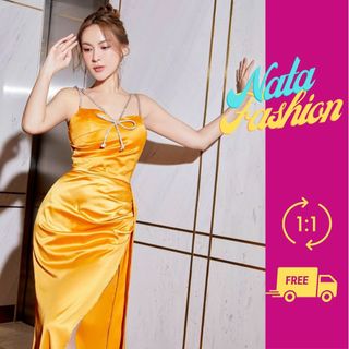 Váy Tết, Đầm Dạ Hội Sang Trọng, Đầm Dự Tiệc Dáng Dài Hai Dây Pha Lê