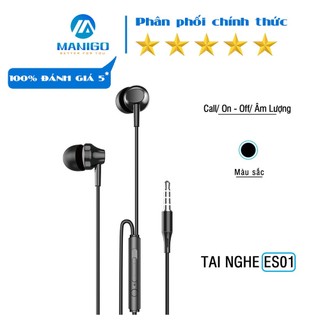 Tai nghe có dây nhét tai Rockspace ES01 có mic, jack cắm 3.5 nghe nhạc chơi game - Hàng chính hãng bảo hành 12 tháng