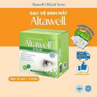 Gạc Vệ Sinh Mắt Altawell Eyelid Lau Mắt Giảm Kích Ứng, Viêm Bờ Mi, Đỏ Mắt Với Chiết Xuất Trà Xanh - Hộp 20 gói