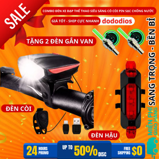 [Combo Tiết Kiệm] 2 Đèn Gắn Van Xe Đạp + 1 Đèn Cảnh Báo Chiếu Hậu Mã 02 + 1 Đèn Xe Đạp Thể Thao Kèm Còi To - Dododios