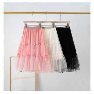 Chân váy voan dáng dài cho bé, chân váy voan 2 lớp, chân váy voan đính nơ, chân váy bồng xòe công chúa, Shopbena