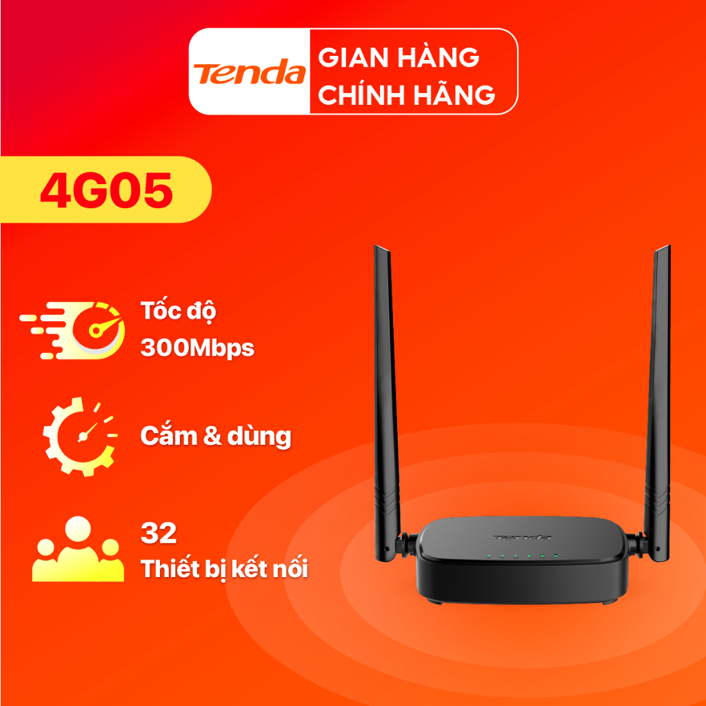 Bộ Phát WiFi Tenda 4G05 Chuẩn N Tốc Độ 300Mbps Dùng Sim 4G/3G Dùng Cho Ôto Và Nơi Không Có Internet - Hàng Chính Hãng