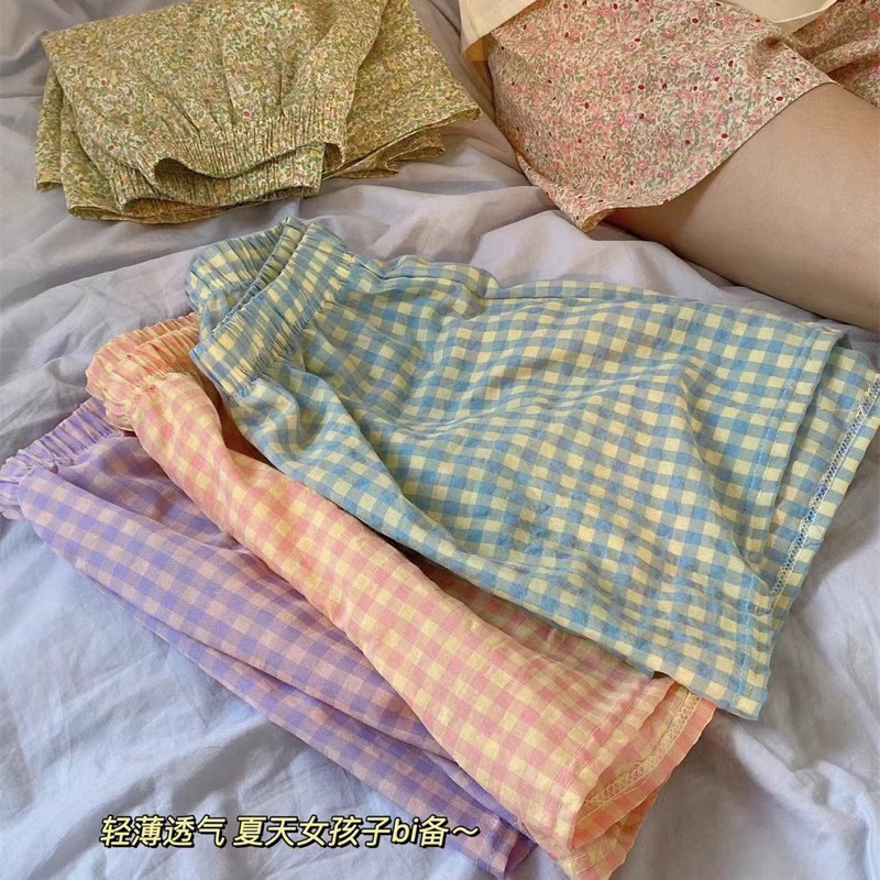 Quần Ngủ Mặc Nhà, Quần Đùi Nữ Chất Đũi Thô Hoạ Tiết Kẻ Caro Nhiều Màu | BigBuy360 - bigbuy360.vn