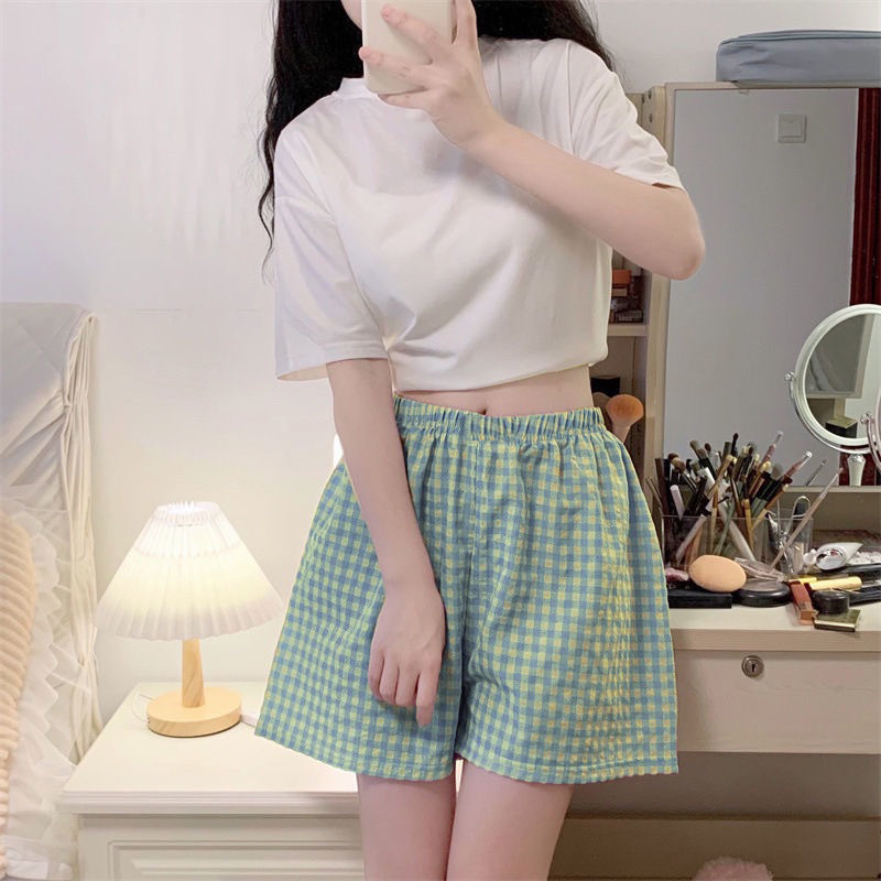 Quần Ngủ Mặc Nhà, Quần Đùi Nữ Chất Đũi Thô Hoạ Tiết Kẻ Caro Nhiều Màu | BigBuy360 - bigbuy360.vn