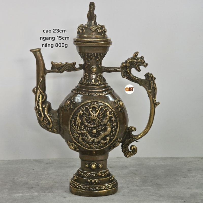Bình trà tì bà bằng đồng