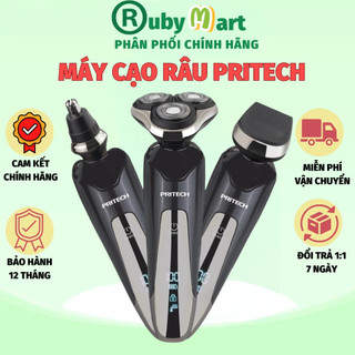 Máy cạo râu Pritech cao cấp 3in1 lưỡi cạo nổi 4D, máy cạo râu đa năng chuyên nghiệp 3 đầu cạo cực êm sát màn hình LED