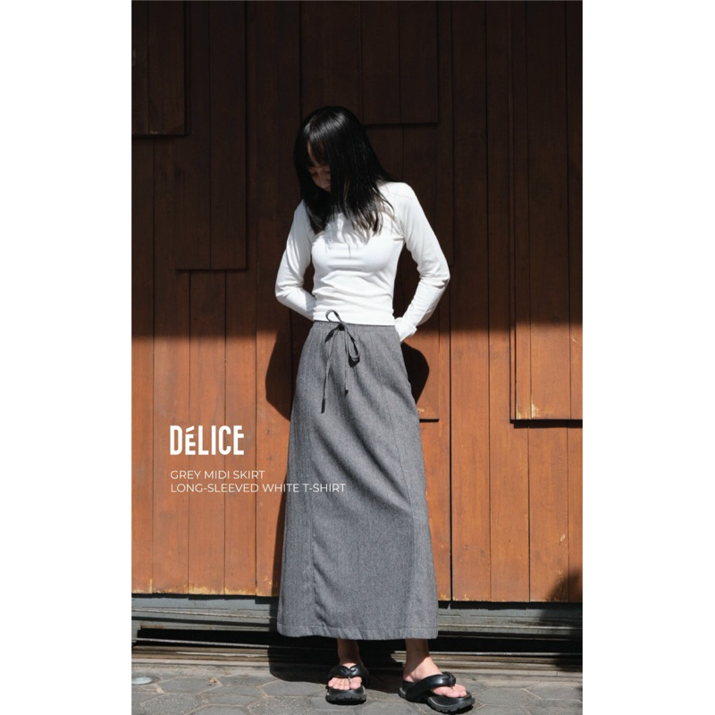 Chân Váy Midi Xám Dạ Delice