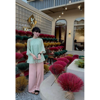 SET ĐỒ LAM PHỐI NÚT + QUẦN SUÔNG 💦