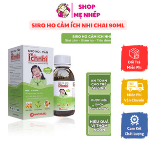 Siro ho cảm Ích Nhi chai 90ml không đường hỗ trợ giải cảm, giảm ho, sổ mũi dùng được cho trẻ nhỏ, bà bầu