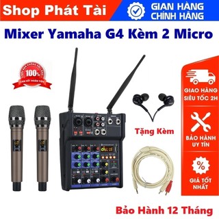 Combo mixer g4 bluetooth, tặng dây livestream, tặng tai nghe akg - kèm 2 micro không dây - hát karaoke - hát livestream
