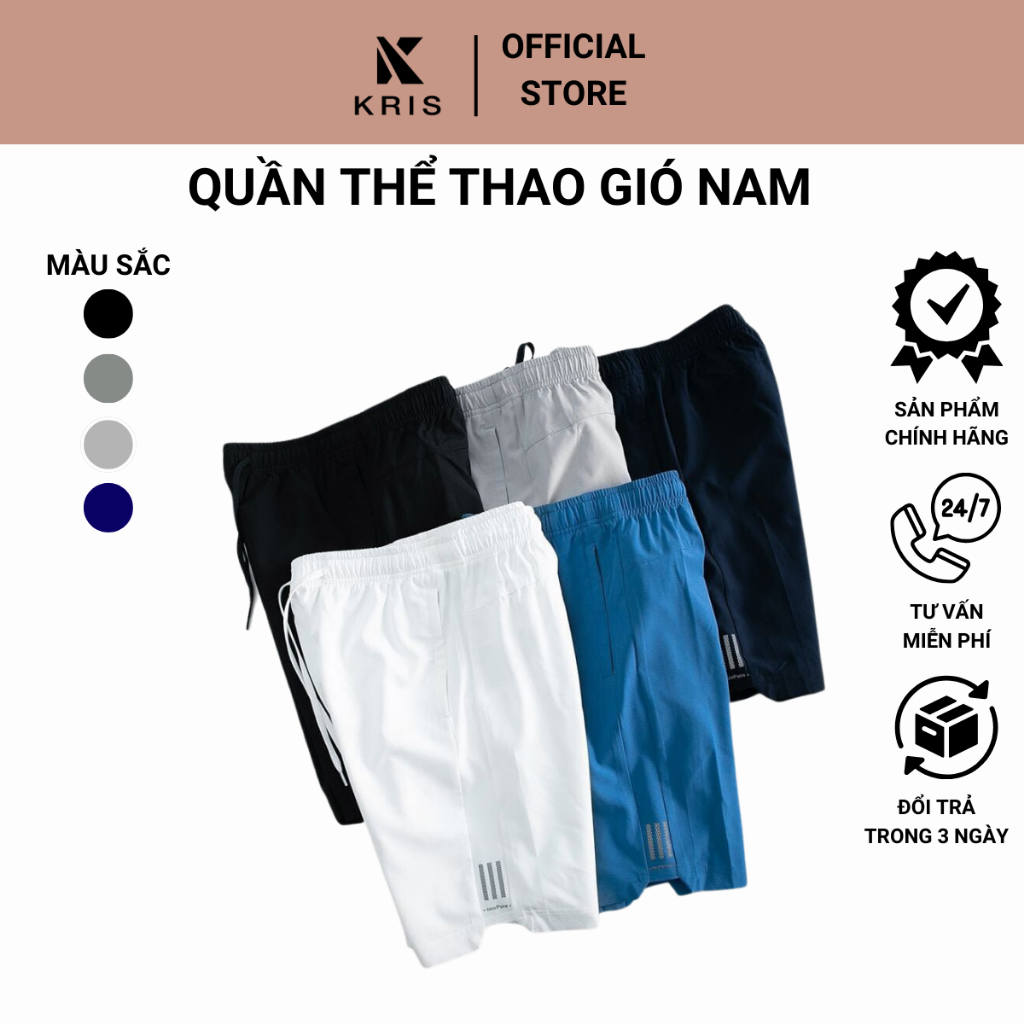 Quần đùi nam - KRIS, vải gió loại 1, phom to từ 50-85kg