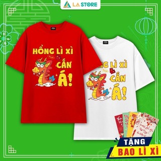 Áo thun Tết Hổng lì xì cắn Á unisex nam nữ form rộng,thun cotton su 4 chiều co giãn tốt, thấm hút mồ hôi hiệu quả, áo đô