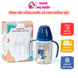 Bình tập uống nước 240ml có van chống sặc, có tay cầm cho bé chất liệu nhựa PPSU